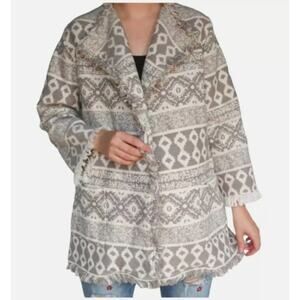 World Market Embroidered Sweater Throw Afghan Style Small‎ Cotton Fring Detail